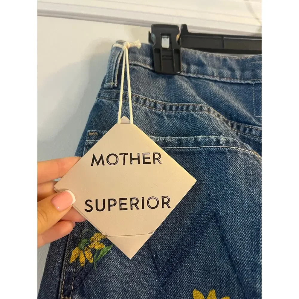 Mother Rerun Zip Sneak High-Rise Wide-Leg Jeans size 26 blue New - Picture 4 of 10